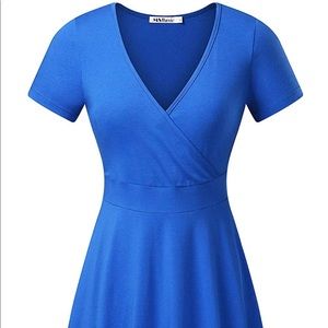 Women's Deep V Neck Short Sleeve Wrap Casual Dress